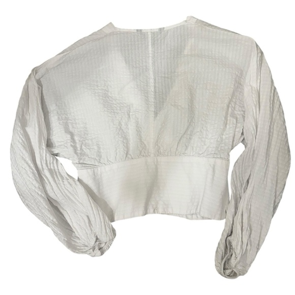 BANANA REPUBLIC CROPPED SHIRRED BLOUSE White Size 8 - Picture 3 of 8